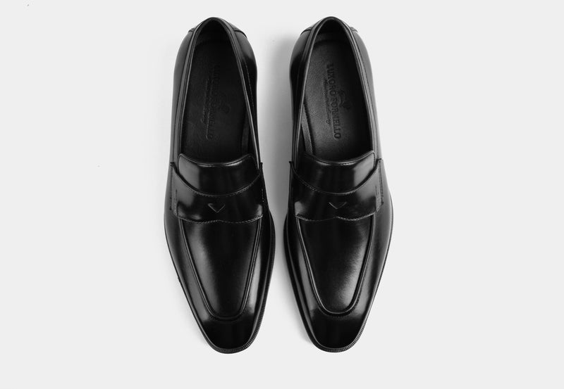 AIDEN | MEN BLACK PENNY LEATHER LOAFERS