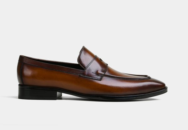 AIDEN | MEN COGNAC PENNY LEATHER LOAFERS