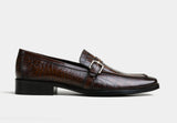 KLEIN | MEN BUCKLE STRAP LOAFERS IN CROC BROWN