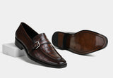 KLEIN | MEN BUCKLE STRAP LOAFERS IN CROC BROWN