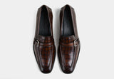 KLEIN | MEN BUCKLE STRAP LOAFERS IN CROC BROWN