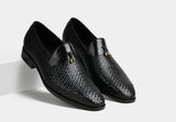 DIEGO | MEN WEAVED LEATHER LOAFERS IN BLACK