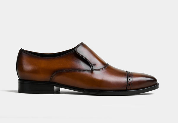 COSMIN | MEN LEATHER SLIPON IN BROWN