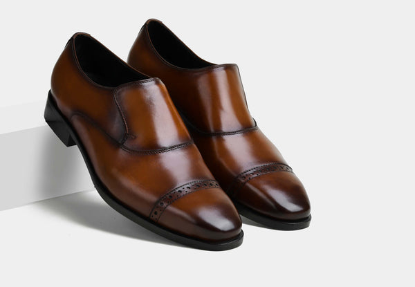 COSMIN | MEN LEATHER SLIPON IN BROWN