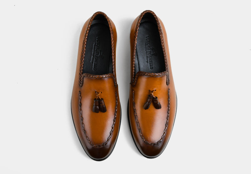 Cilian | Men Tan tassel leather Loafers