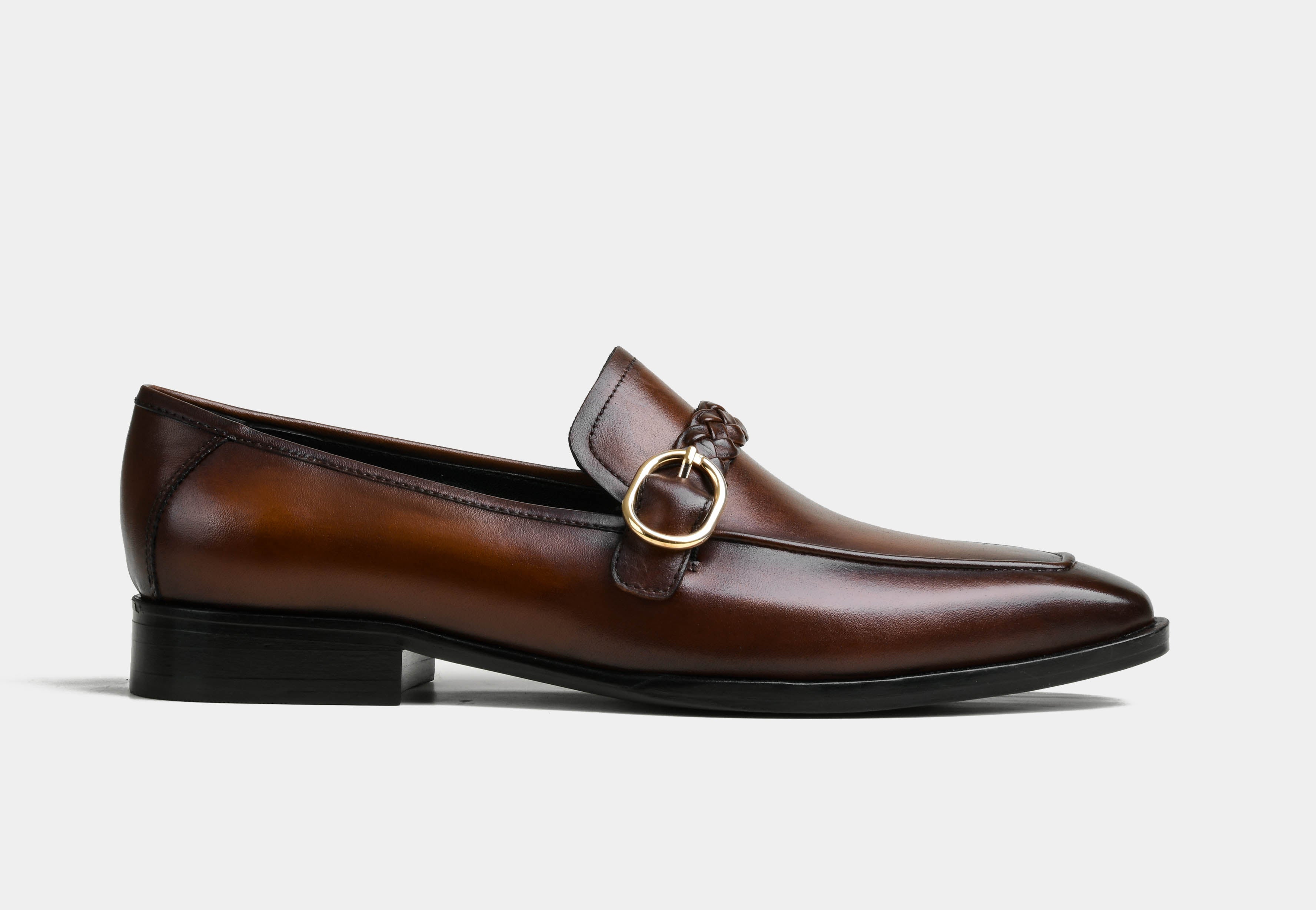 LAURIN | MEN BROWN LEATHER BUCKLE LOAFERS (SALE)