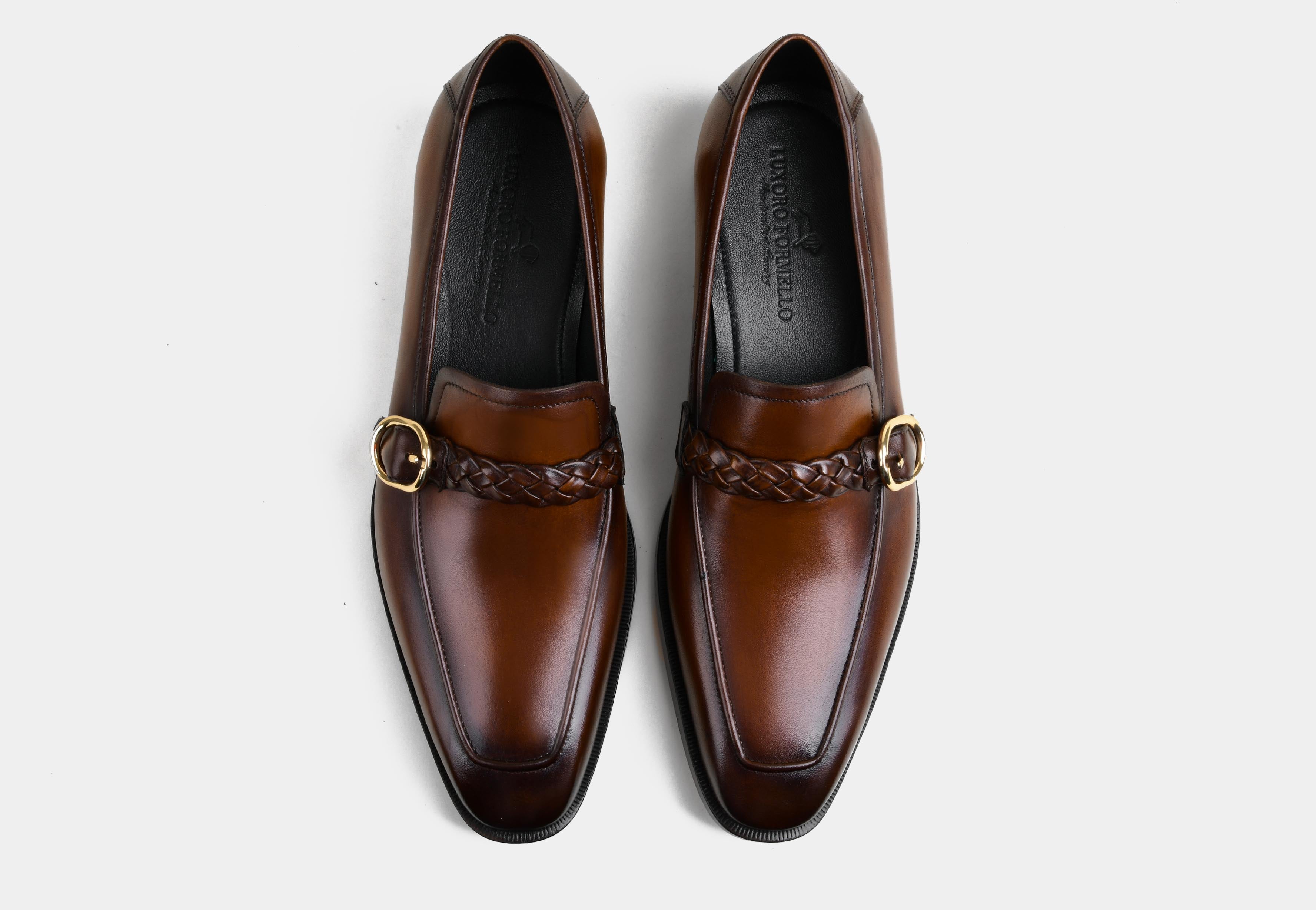 LAURIN | MEN BROWN LEATHER BUCKLE LOAFERS (SALE)