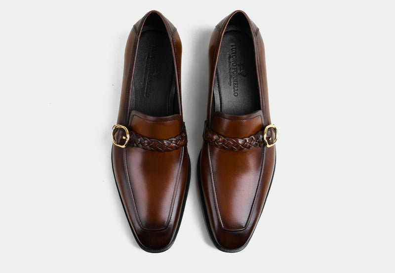 LAURIN | MEN BROWN LEATHER BUCKLE LOAFERS