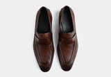 AIDEN | MEN BROWN WEAVED LEATHER SLIP-ONS