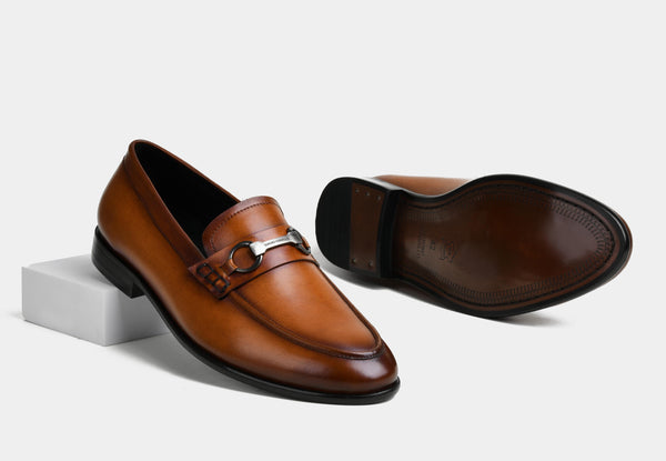 CAISER | MEN TAN LOAFERS WITH PENNY TRIM