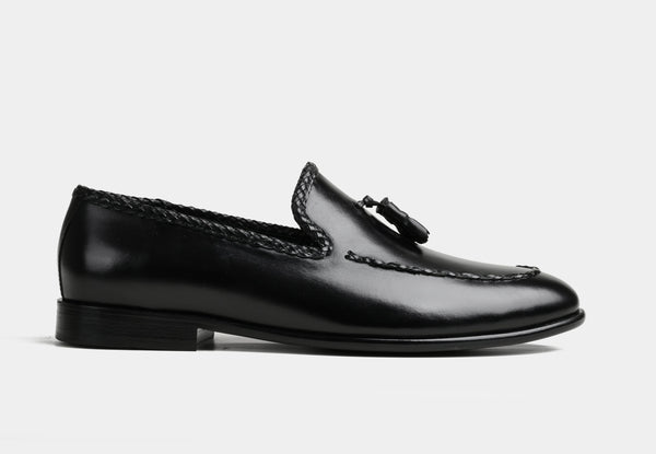 CILIAN | MEN BLACK TASSEL LEATHER LOAFERS