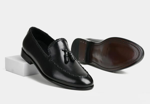 CILIAN | MEN BLACK TASSEL LEATHER LOAFERS