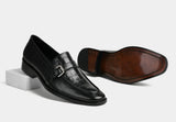 KLEIN | MEN BUCKLE STRAP LOAFERS IN CROC BLACK