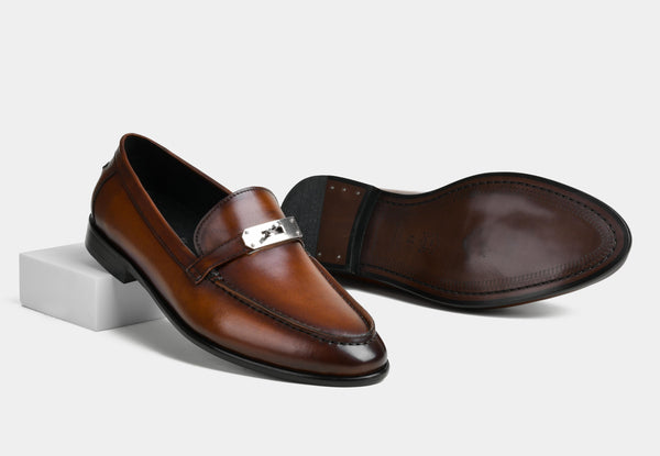 STELLAR | MEN MID-BROWN LEATHER LOAFERS