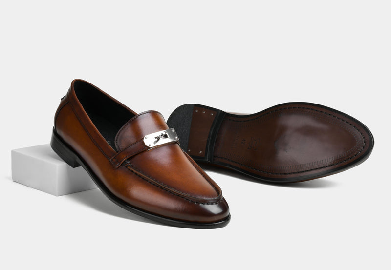 STELLAR | MEN MID-BROWN LEATHER LOAFERS