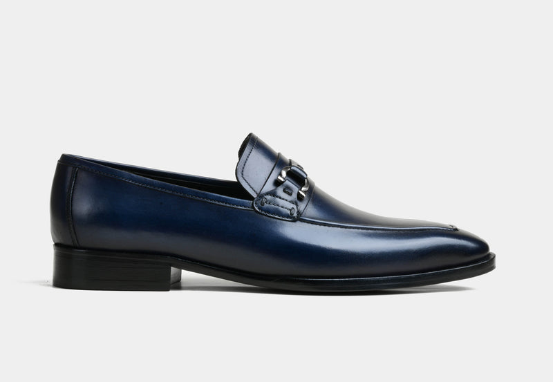 ARNAUD | MEN BLUE LEATHER LOAFERS