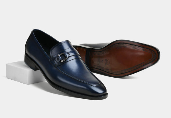 ARNAUD | MEN BLUE LEATHER LOAFERS