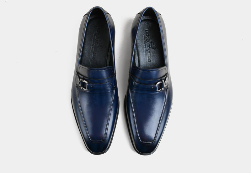 ARNAUD | MEN BLUE LEATHER LOAFERS