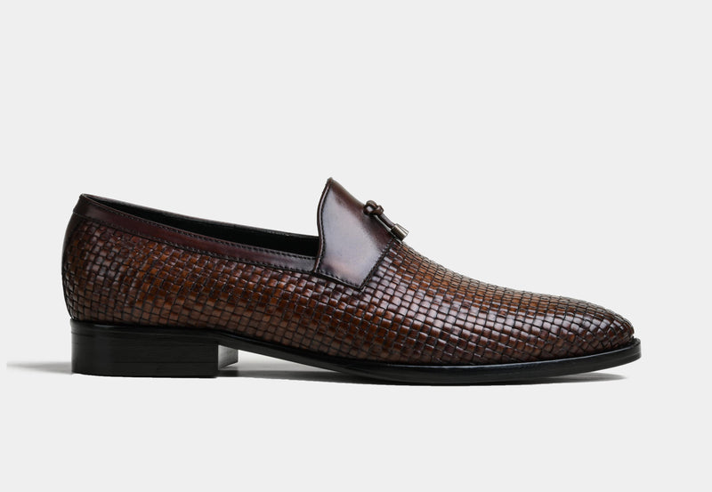 DIEGO | MEN WEAVED LEATHER LOAFERS IN BROWN