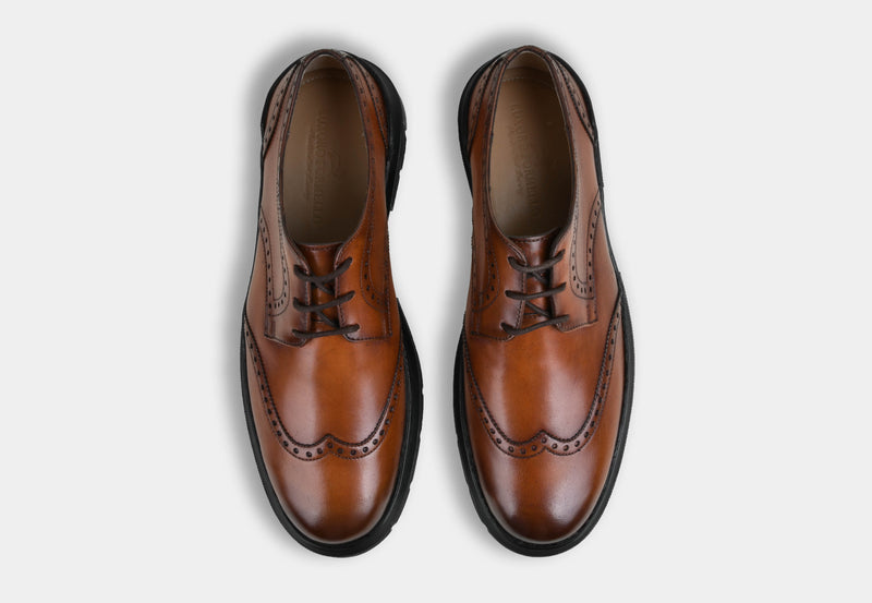 Men Tan Brogue Laceups | StrideGrip