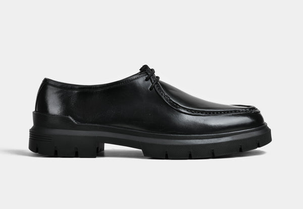 Men Black round toe derby | Stridegrip