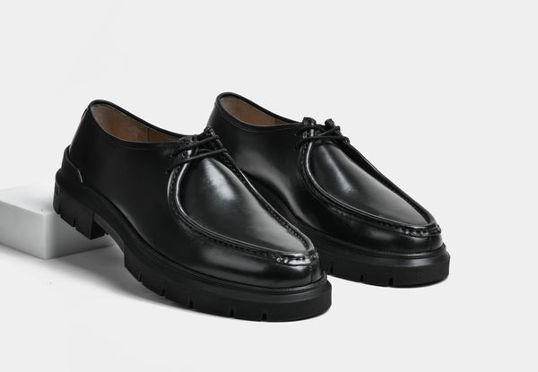 Men Black round toe derby | Stridegrip