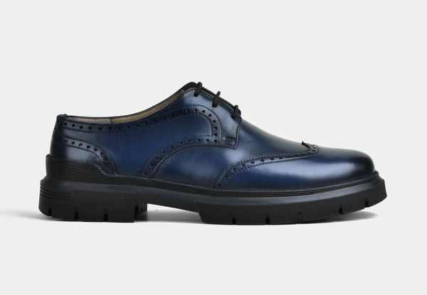 Men Blue Brogue Laceups | StrideGrip