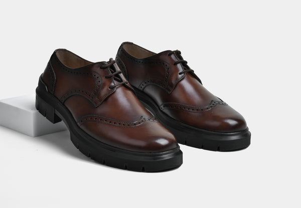 Men Brown Brogue Laceups | StrideGrip