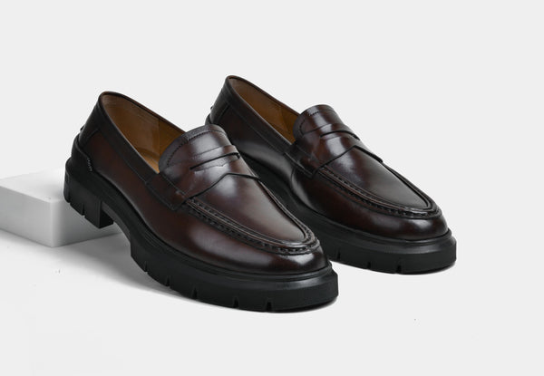 Men Penny Loafers in Brown | StrideGrip