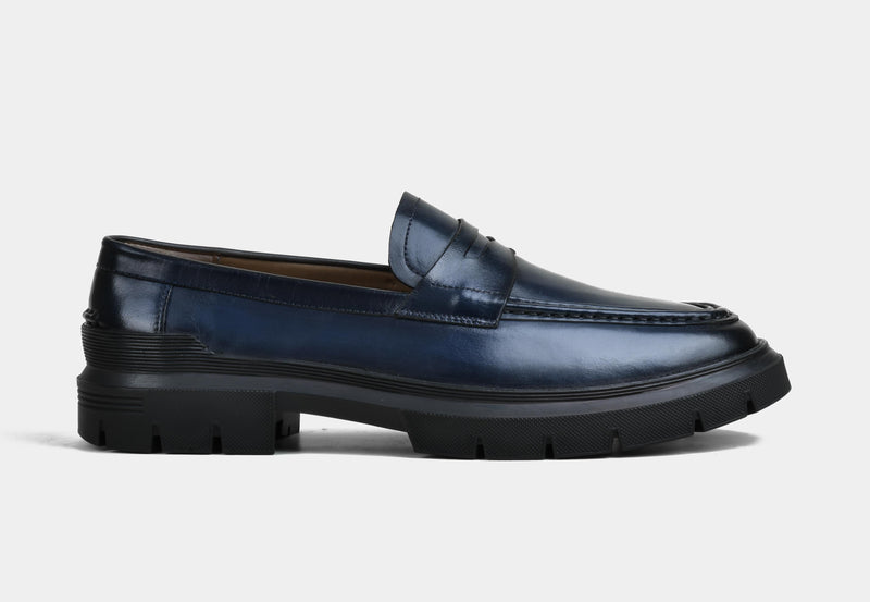 Men Penny Loafers in Blue | StrideGrip