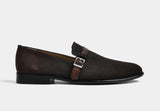 ASHER | MEN BROWN SUEDE BUCKLE SLIP-ONS