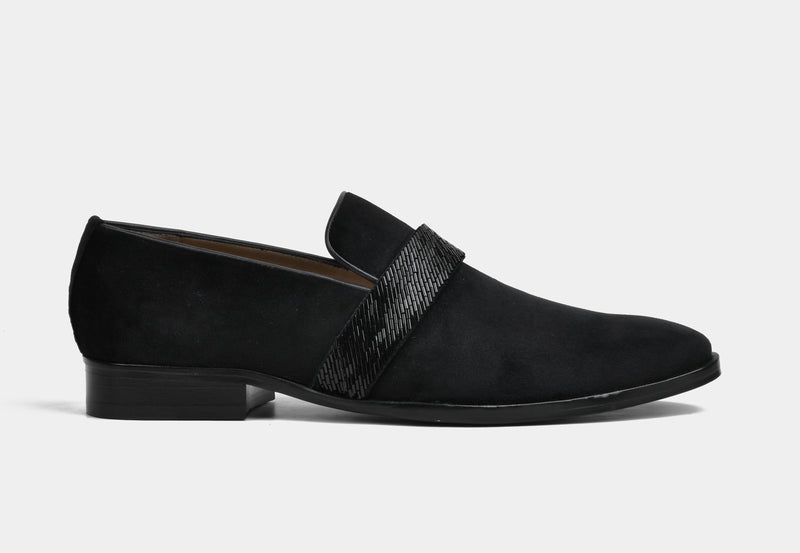 Ellis | Men Black Embellished Slip-ons