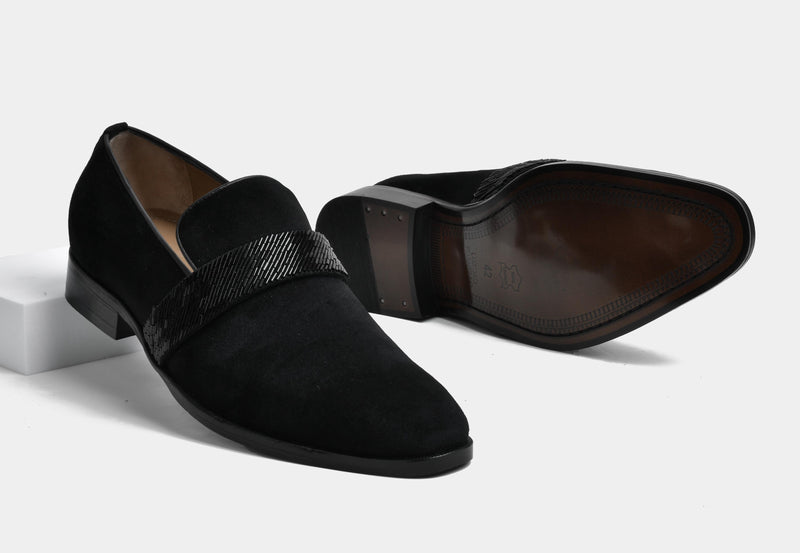 Ellis | Men Black Embellished Slip-ons