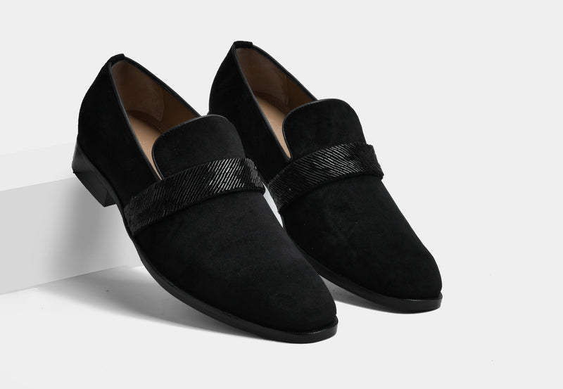 Ellis | Men Black Embellished Slip-ons