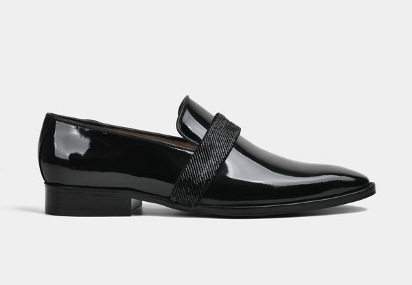 Ellis | Men Black Patent embellished slip-on