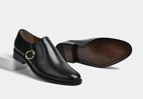 WESLEY | MEN BLACK SINGLE MONK SLIP-ON