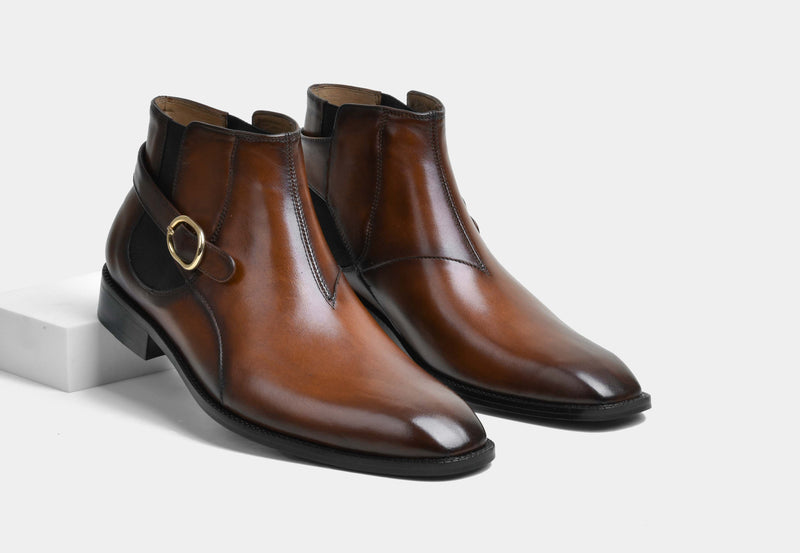 MARCUS | MEN BUCKLE BOOTS IN MID-BROWN