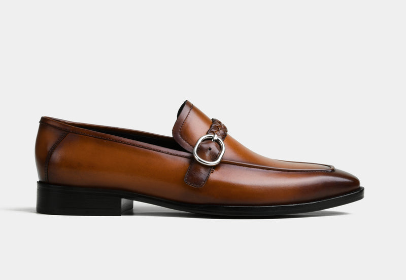 LAURIN | MEN TAN LEATHER BUCKLE LOAFERS