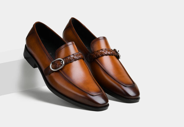 LAURIN | MEN TAN LEATHER BUCKLE LOAFERS