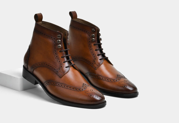 RICARDO | TAN MEN BROGUE LACEUP BOOTS