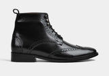 RICARDO | BLACK MEN BROGUE LACEUP BOOTS