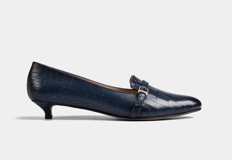 ADELIN LEATHER PUMPS IN CROC BLU