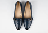 ADELIN LEATHER PUMPS IN CROC BLU