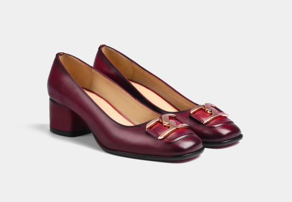 VALENCIA PUMPS IN WINE LEATHER