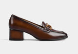 Celia Heel Loafers in Brown Leather