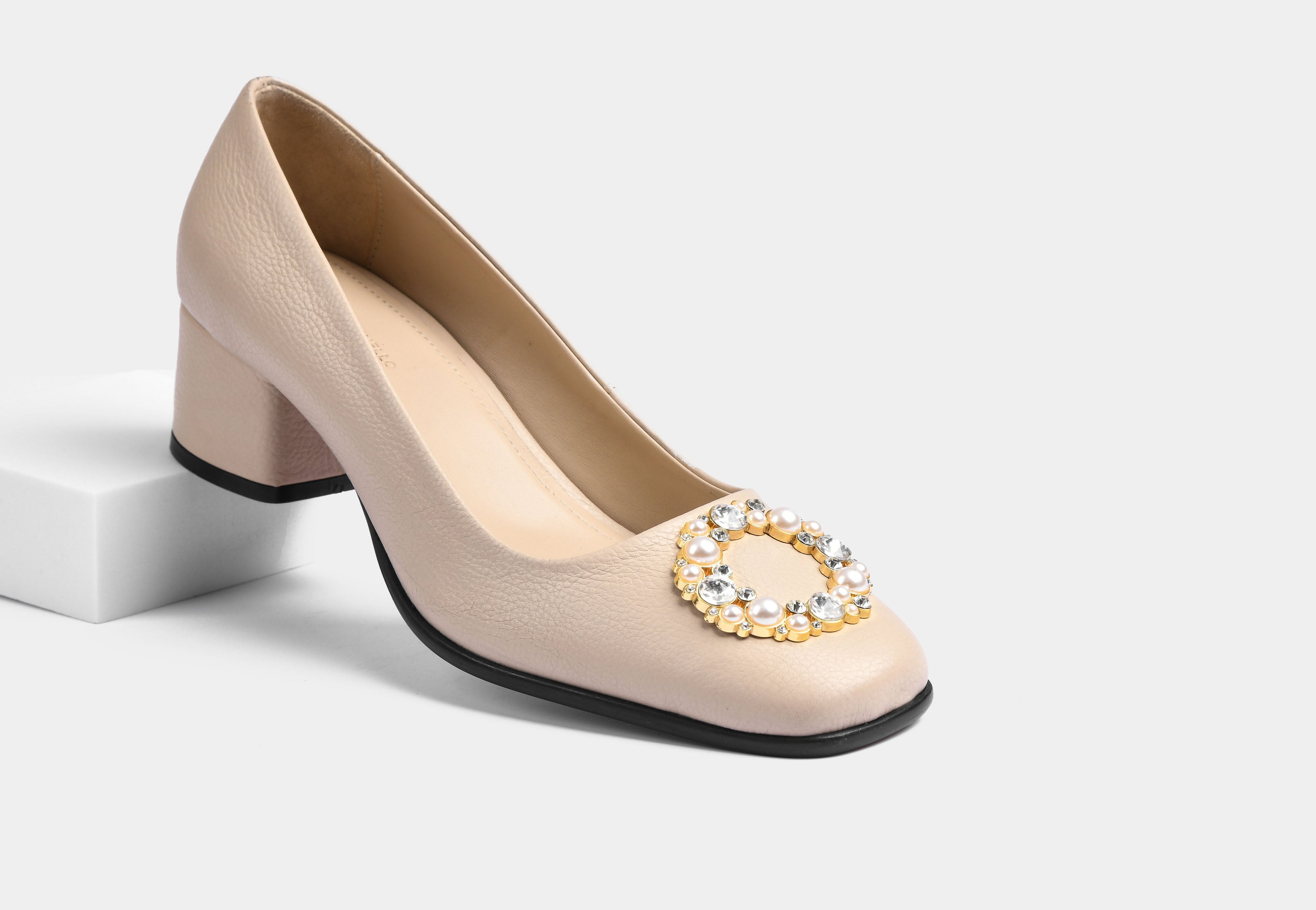 AMBRA BEIGE LEATHER WOMEN PUMPS