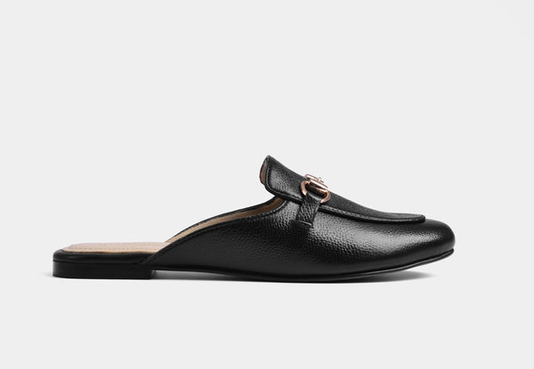 ARIANA BLACK PEBBLE WOMEN MULES