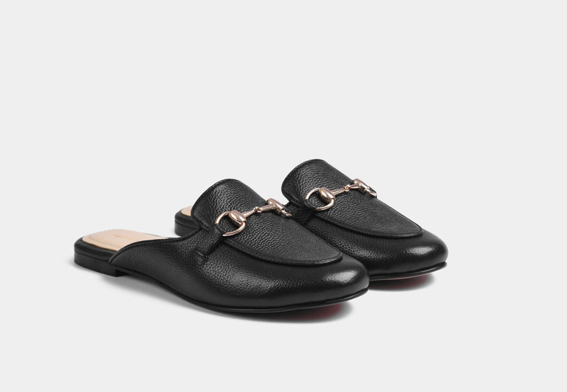 ARIANA BLACK PEBBLE WOMEN MULES