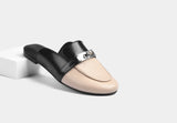 ALESSI BLACK BEIGE WOMEN MULES