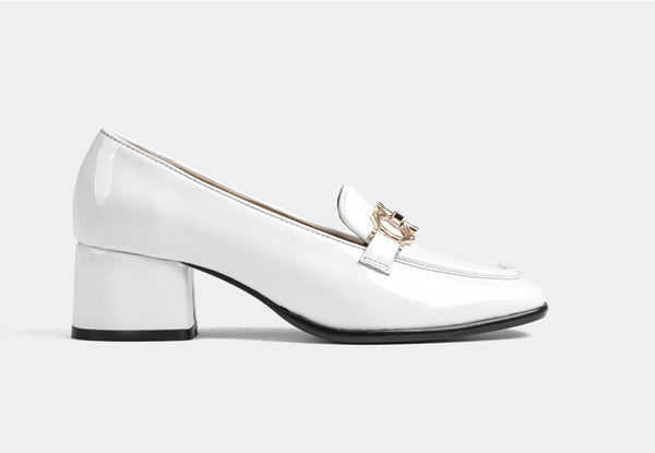 ESTELLE WHITE PATENT LEATHER WOMEN PUMPS